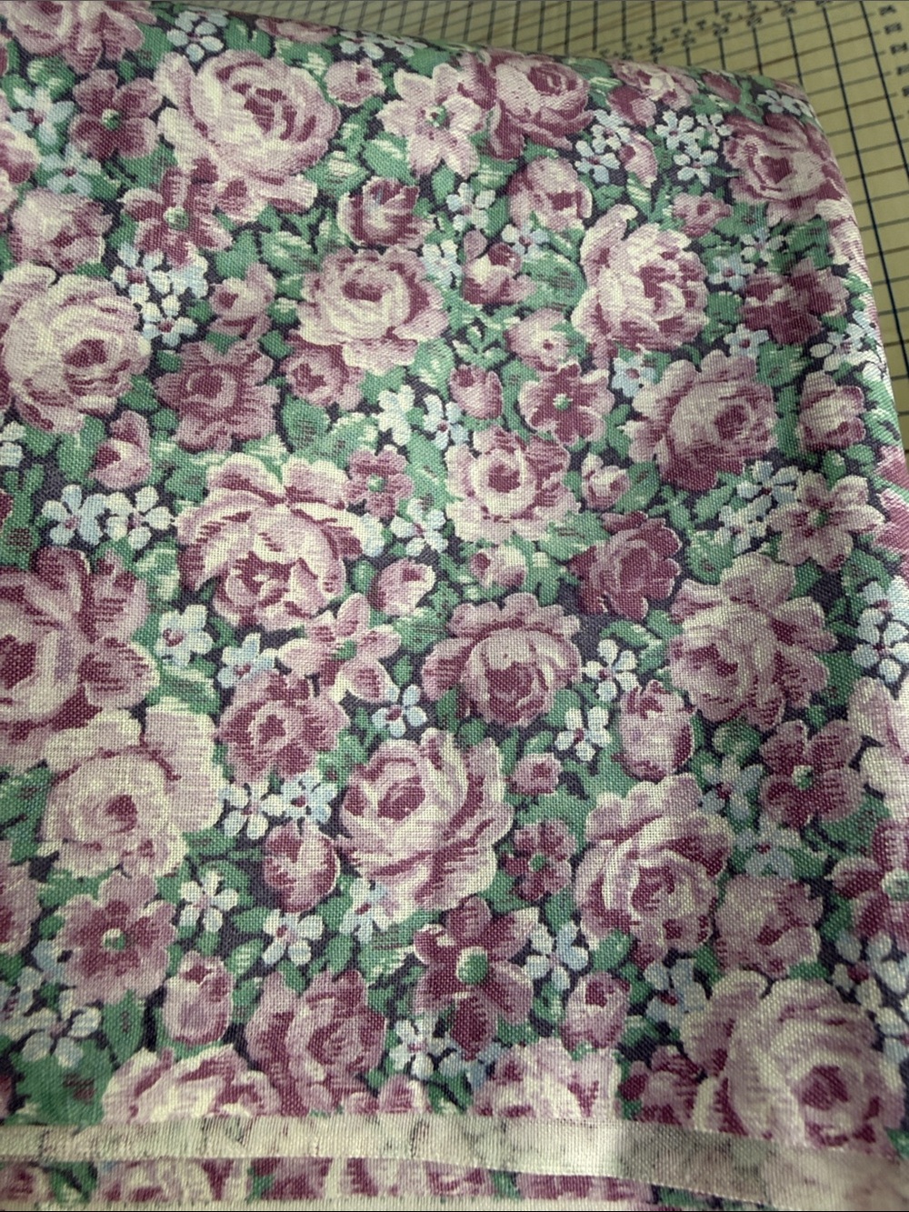 Vintage Peter Pan Fabrics Rose Floral Cotton 1 1/3+ Yds x 42 Mauve Lavender - Picture 12 of 12